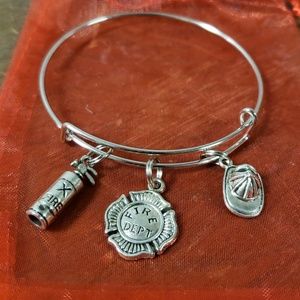 Fireman Fire woman charm slide bracelet